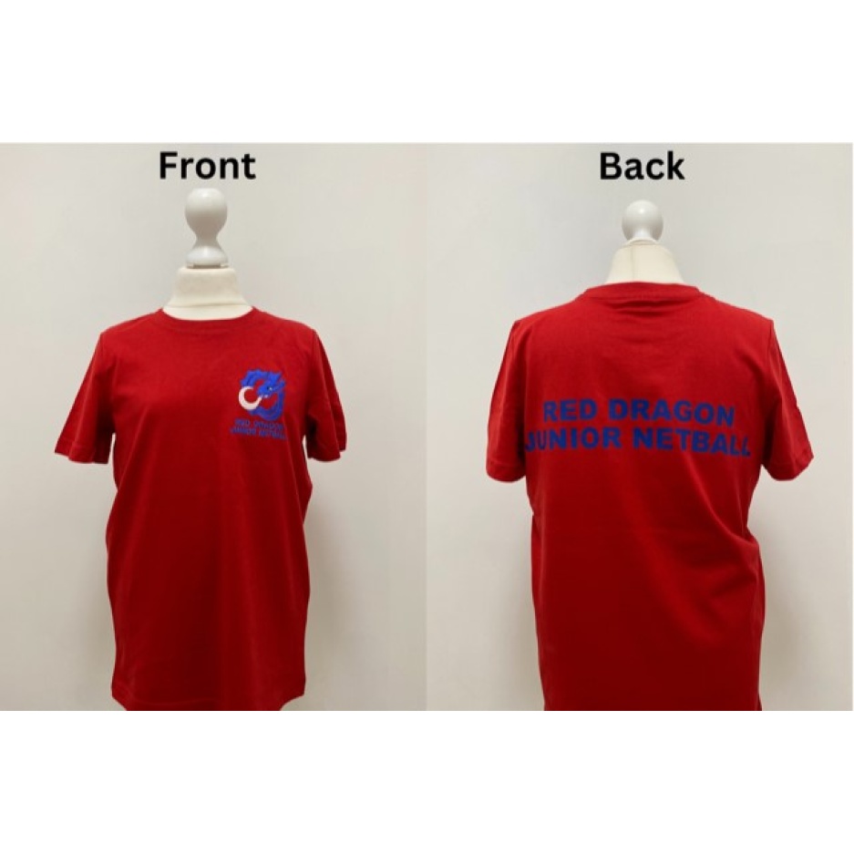 Red Dragon Junior Netball - RED DRAGON NETBALL TSHIRT, Sportswear, Sports Clubs